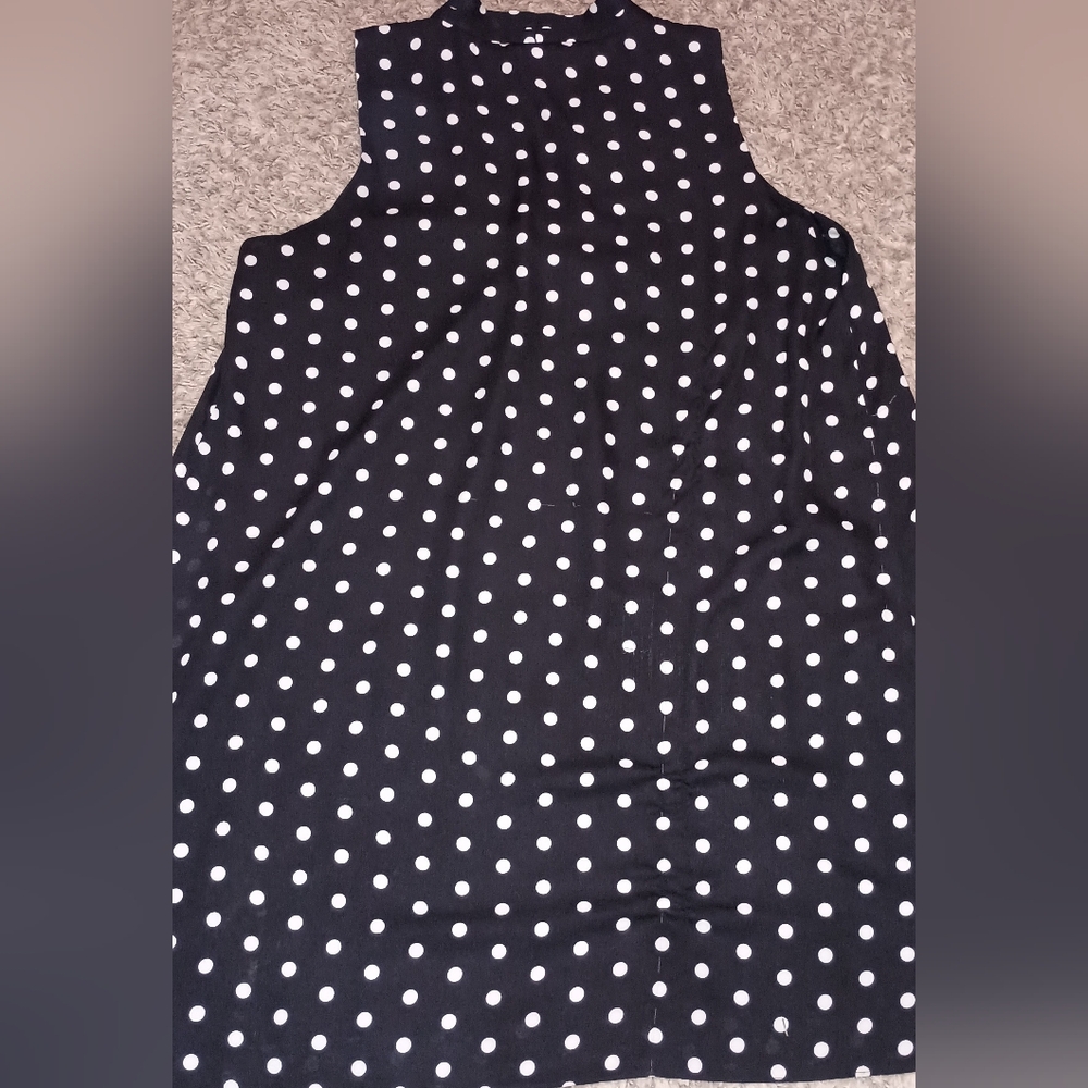 Women's Vince Camuto Dress Size Large Color Black White Polka Dot Cute Knee Leng
